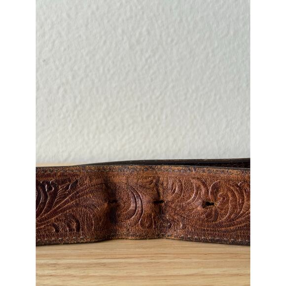 Silver Creek Classics Mens Brown Leather Tooled Belt Silver Buckle Size 42 - Picture 9 of 15